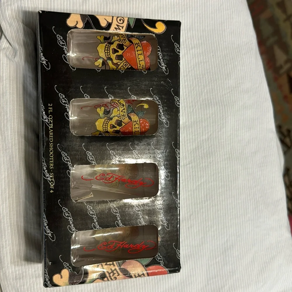 Ed Hardy 2FL.OZ flared shooters -set of four. NWOT